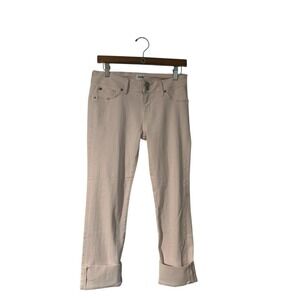 HUDSON White "GINNY" Cropped Straight Cuffed Jeans 28 Very Light Pink‎